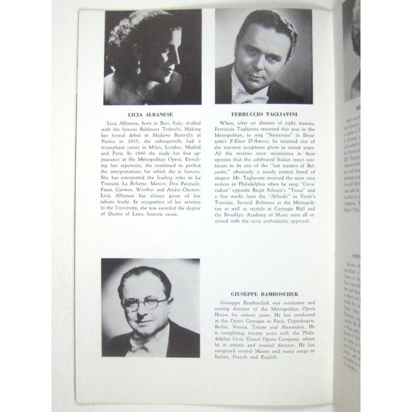 La Boheme Puccini Opera Program 1962 Seton Hall University Albanese Tagliavini - Picture 4 of 7